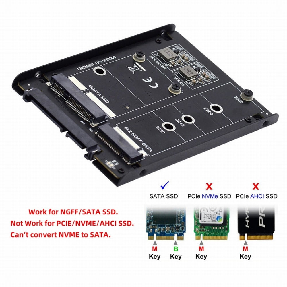 Xiwai Dual MSATA NGFF B+M SSD Card JBOD Raid0 Span Bridge to 2.5inch SATA Combo HDD Disk Drive Enclosure