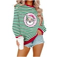 thumbnail image 2 of GuzomFashion Womens Red Christmas Sweatshirt - Soft Polyester, Long Sleeve Striped, Santa Claus Graphic, Relaxed Fit Round Neck, S-XXL for Holiday Parties & Daily Winter Wear,Size S, 2 of 5