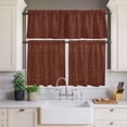 thumbnail image 4 of 3 Piece Kitchen Curtains and Valances Set Dark Brown Cafe Curtains 24 Inch Length Vintage Country Monochrome Chocolate Color Valance & Tier Curtain for Living Room Bedroom Window 54"x18"+27"x24"*2, 4 of 6