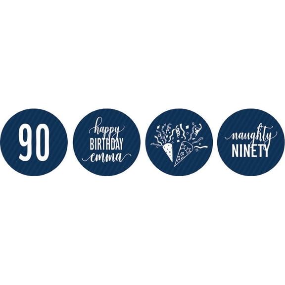 Darling Souvenir chocolate Candy Labels 190 Pcs Naughty 90th Birthday Custom Stickers-Navy Blue