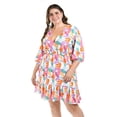 thumbnail image 4 of Vestido con olán Roman Fashion /Tallas Extras, 4284 (Blanco flor) blanco 36, 4 of 6