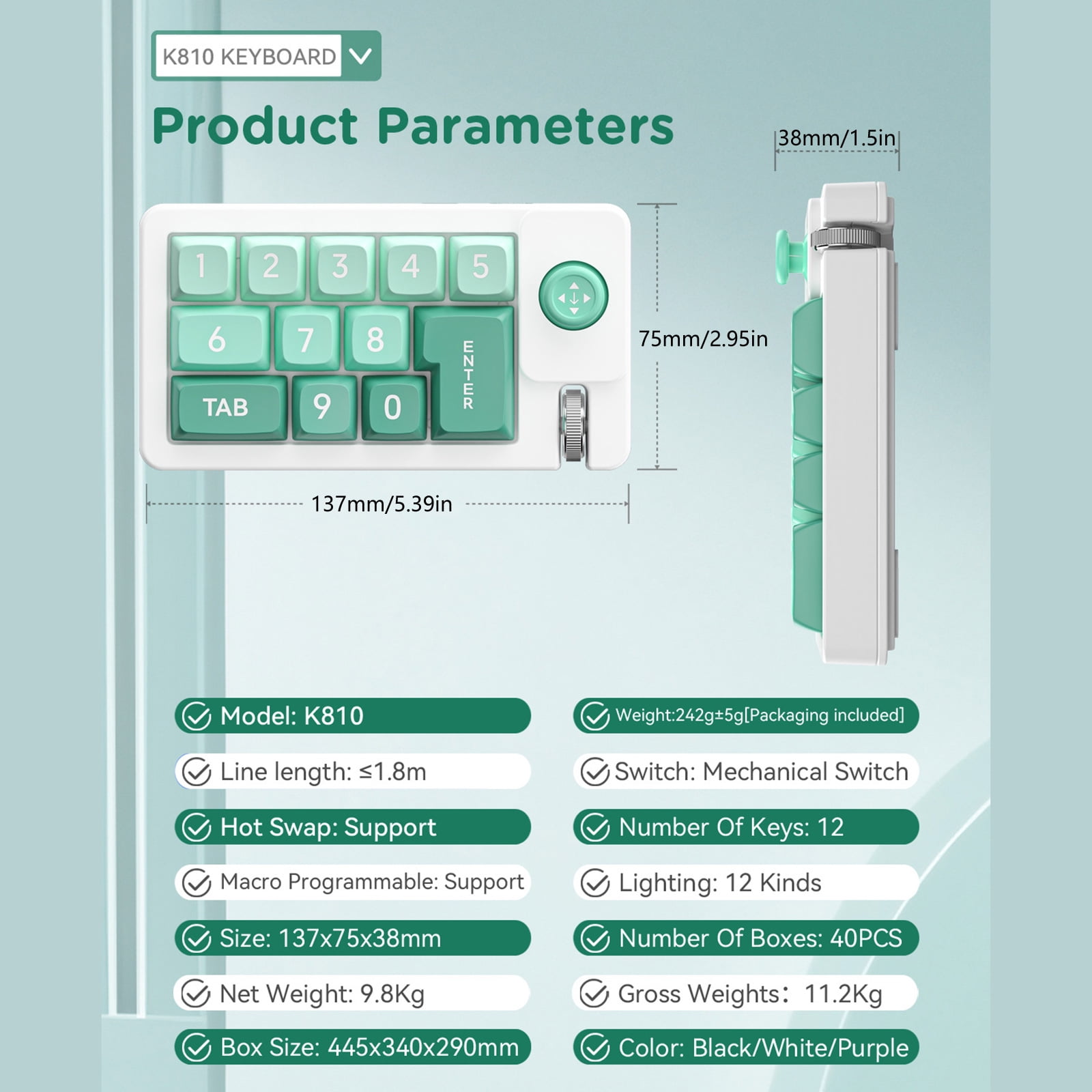 Professional Mechanical Gaming Keyboard with Joystick Control and Macro Customization Customizable Keypads 12Keys