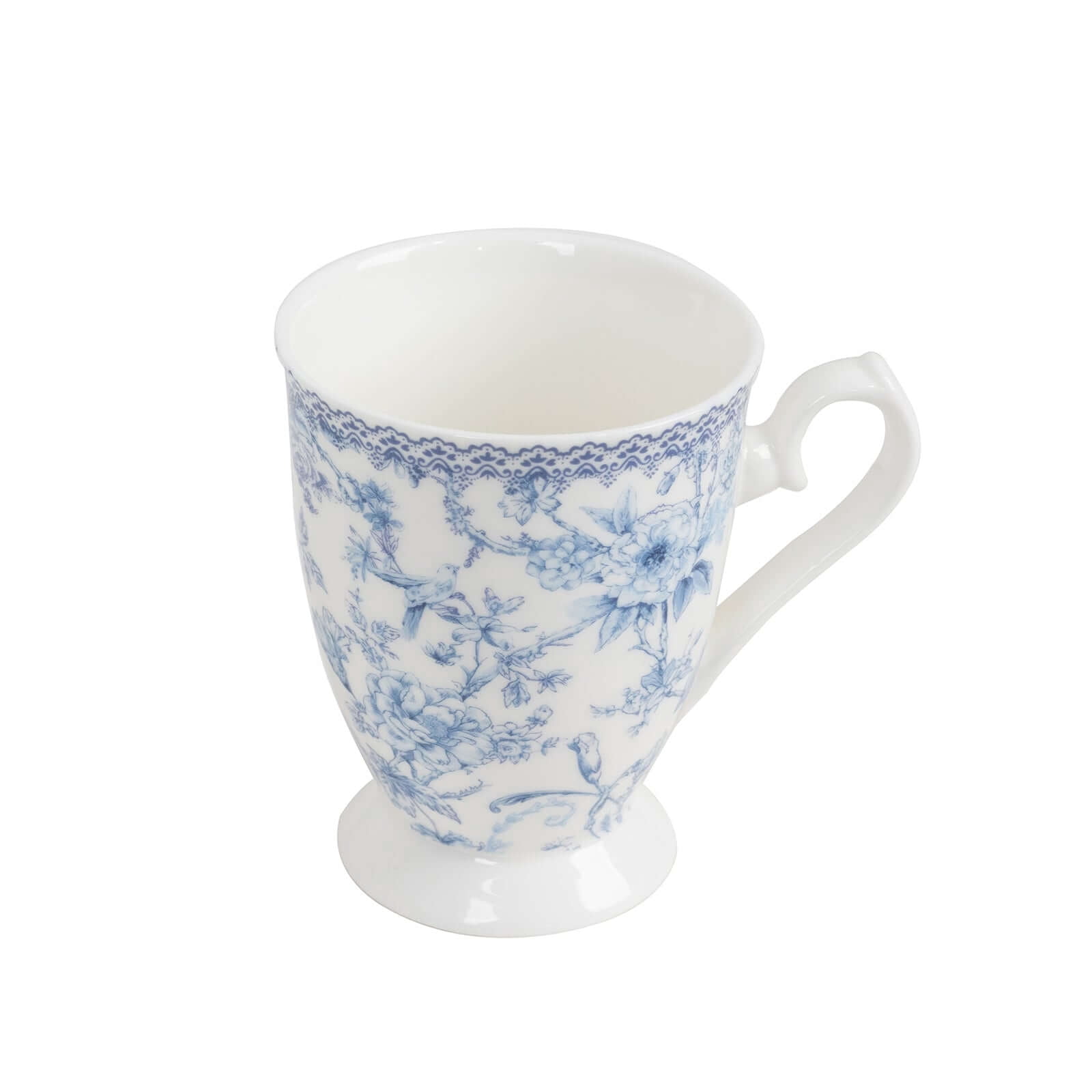 Efavormart 2 Pack White Blue Chinoiserie Porcelain Coffee Mugs With Gift Box and Satin Ribbon Handle, Bridal Shower Gift Set