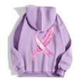 thumbnail image 4 of Women's Zip Up Pink Ribbon Month Hoodie With Pockets Drawstring Casual Pullover Cancer Awareness Month Long Sleeve Sweatshirt, 4 of 6