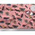 thumbnail image 2 of Soimoi Orange Modal Satin Fabric Beetle & Honey Bee Insects Decor Fabric Printed BTY 42 Inch Wide, 2 of 3