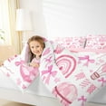 thumbnail image 4 of Homewish Pink Bow Rainbow 3-Piece Full Size Comforter Sets For Preppy Boys Girls,Dreamy Princess Bedding Comforter Set,Love Heart Stars Print Lightweight Bedding Sets,Ultra Soft Home Decor,Reversible, 4 of 8