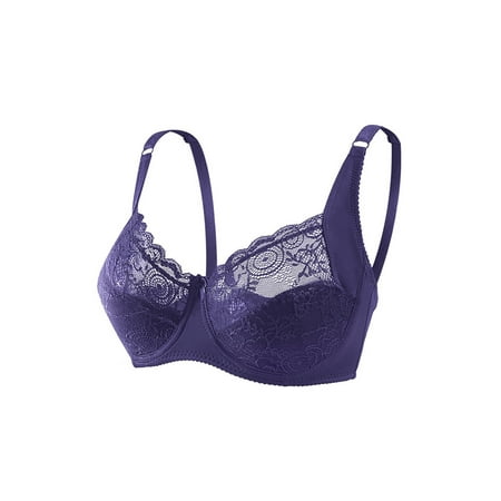 

Lumento Women Comfort Daily Wear Bras Lightweight Minimizer Bralette Support Underwire Bra Purple 40/90E