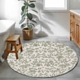 thumbnail image 4 of Spring Flowers Large Area Rugs for Bedroom Living Room, Soft Non Slip Carpet Bedside Rug, Farmhouse Sage Green Pastoral Floral Leaf Round Floor Cover Kitchen Accent Rug 4' for Dining Room/Office, 4 of 9
