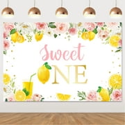 Lemon 1st First Birthday Decorations Party Supplies, Sweet One Banner Backdrop Photography Background Yellow Lemonade Kids Girls Child First Bday Party Decorations Banner Supplies Photo Booth Props