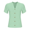 thumbnail image 4 of Green Tshirts for Women's Petal Sleeve Cotton Linen Casual Summer Shirt Going Out Tops for Women, 4 of 6
