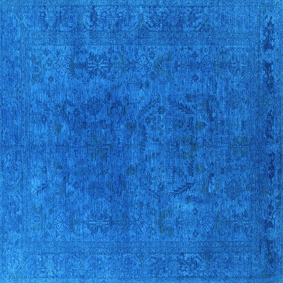 Ahgly Company Indoor Square Oriental Light Blue Industrial Area Rugs, 3' Square