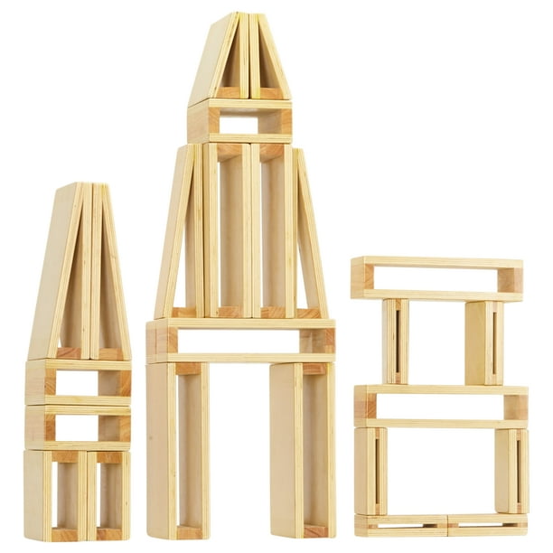 ECR4Kids Large Hollow Wooden Building Block Set for Kids Play