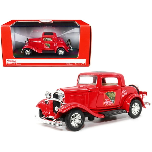 1932 Ford Coupe "Coca-Cola" Red with Black Top 1/43 Diecast Model Car by Motor City Classics