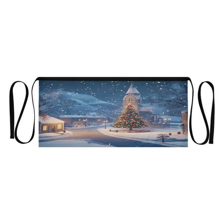

Snowy Small Town Adult short apron with 3 separate pockets Unisex Waiter s Apron for restaurant bistro 25.2×11.8in