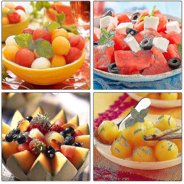 Talla de frutas de cocina multifunción de acero inoxidable 2 piezas con herramienta de excavación de bolas