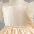 thumbnail image 6 of ameIAEA Girl Satin Dress Kids Wedding Guest Formal Dresses Toddlers Dresses for Birthday Party 1-9Y, 6 of 7