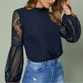 thumbnail image 6 of Gnshining Lace Sleeve Blouses for Women Crew Neck Long Sleeve Tunic Tops Fall Trendy Casual Solid Color Shirts, 6 of 7