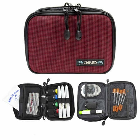 ChillMED Type 1 Diabetic Organizer Travel Kit | Insulin Cooler Bag with Ice Pack for Traveling & Everyday Use - Red