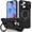 Black, variant on MUKO Ring Holder Sliding Window Magnetic Mobile Phone Case for Apple iPhone 17 Pro Max,[Phone Holder] Matte Shockproof Protective Phone Cover Military Cases White