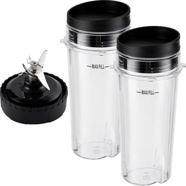 5-Piece Ninja Blender Cups Replacement Single Serve 16oz Cups with Sip & Seal Lids, 6 Fins Extractor Blade Compatible with Nurti Ninja Blenders Pro BL660 BL663 BL663CO BL665Q BL740 BL770