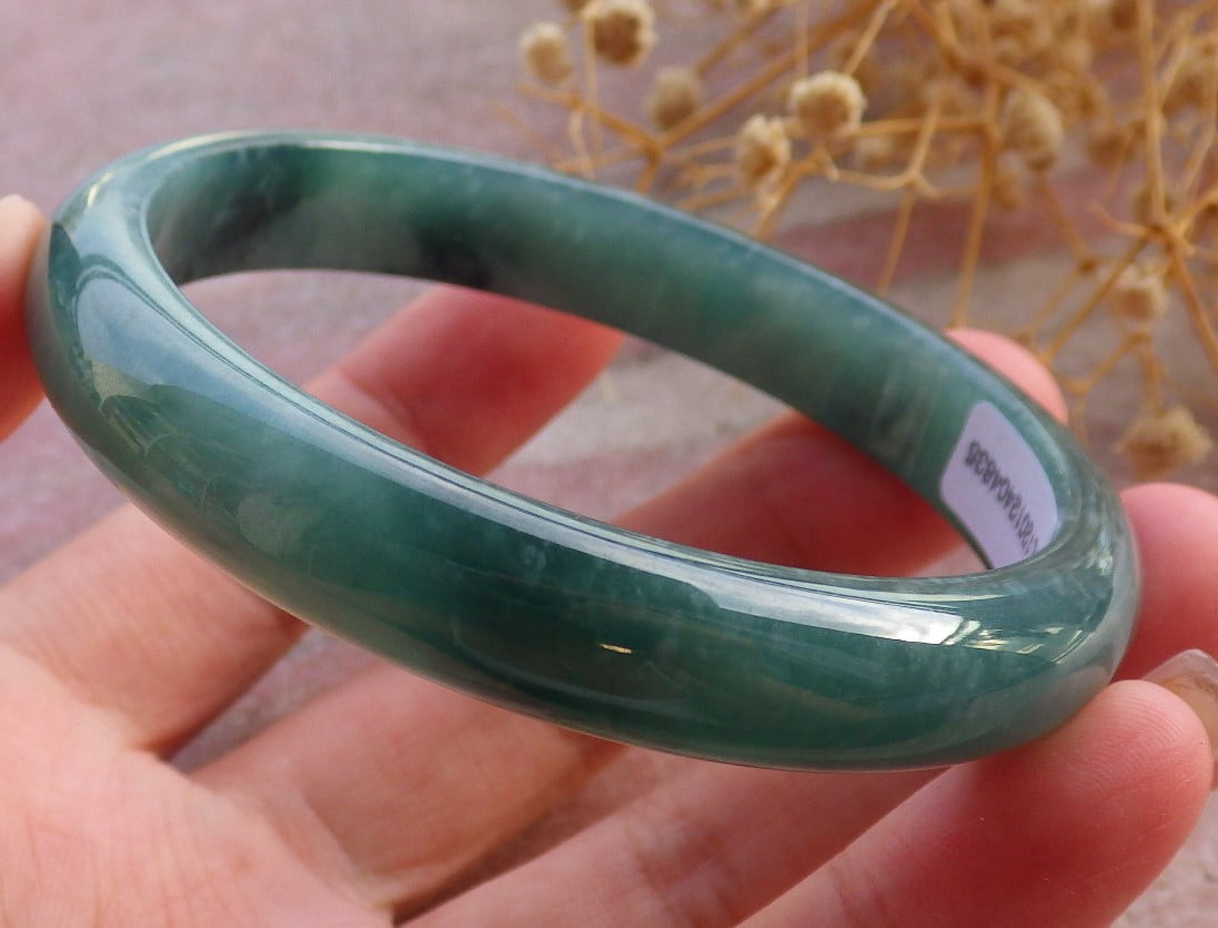 Icy Green Natural A JADE Jadeite Bangle Bracelet 60 mm 684211 TN
