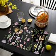 thumbnail image 3 of Pink Spring Floral Placemats Set of 6, Flowers Botanical Elegant Pastoral Black Placemats for Dining Table, Place Mats for Kitchen Tabletop, Waterproof Wipeable Dining Table Mats Set, 3 of 9