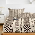 thumbnail image 6 of Twin Sze Fitted Sheet Set - Vintage Boho 2 Piece Bedding Sets 16" Deep Pocket Fitted Sheet with 1 Pillowcase, Abstract Retro Geometric Striped Beige Brushed Microfiber Hotel Luxury Bed Sheets, 6 of 9