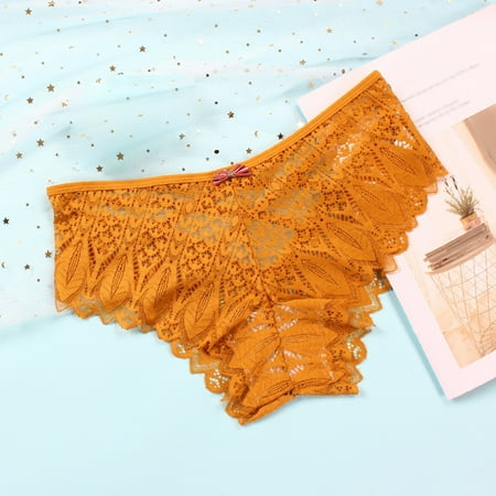 

Aayomet Plus Size Underwear for Women Middle Waist Hot High End Lace Lady s Underwear Bowknot Belt Women s Briefs B XL