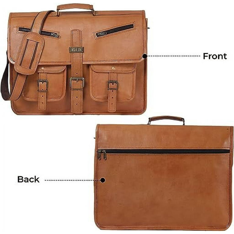 HULSH Leather Messenger Bag for Men Women 18 inch Best Laptop