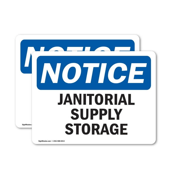 (2 Pack) Janitorial Supply Storage OSHA Notice Sign 10 Inch X 7 Inch Indoor / Outdoor Rust-Free Aluminum Metal Signs for Workplace, Workshop, and Construction Site, Made in the USA