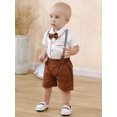 thumbnail image 5 of CARETOO Baby Boy Clothes Suits Beret Hat Suspender Shorts Pants Bow Tie Outfit Wedding Set 12-18 Months, 5 of 15
