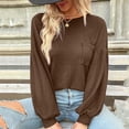 thumbnail image 5 of Women's Waffle Knit Sweater Tops Long Sleeve Loose-Fit Pullover Hoodie Solid Color Casual Blouse Sweatshirt, 5 of 5