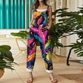 thumbnail image 4 of Fgvctg Mardi Gras Women's Overalls Wide Leg Pant Parade Mask Print Overall Sleeveless Rompers Carnival Party Spaghetti Straps Oversized Bib Jumpsuit Sprimg Clothing With Pockets Hot Pink XXL, 4 of 4