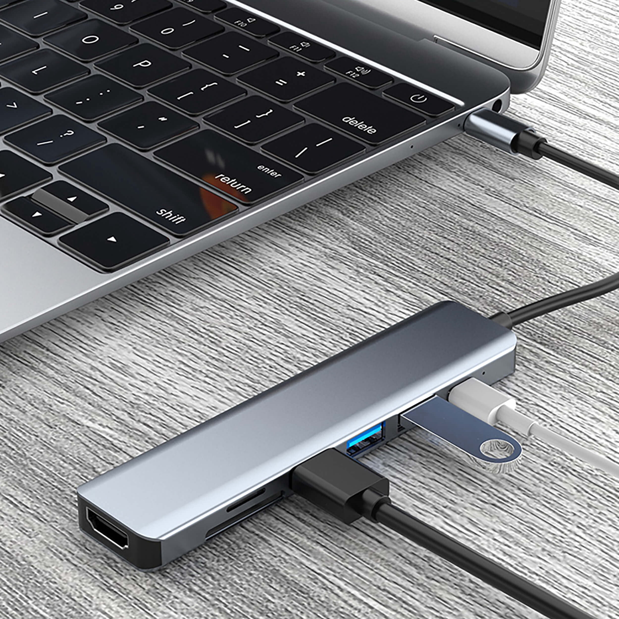 navor 7-in-1 USB C Hub, USB Type-C Adapter with 4K HDMI, 3 USB 3.0 Ports, 100W PD, SD/TF Slot, Compatible for MacBook Pro (2017-20)/ Air (2018-20), Thunderbolt 3/4 and More Type-C Devices