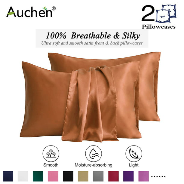 2 Pack Satin Silk Pillowcase for Hair and Skin, Ultra Silky Satin