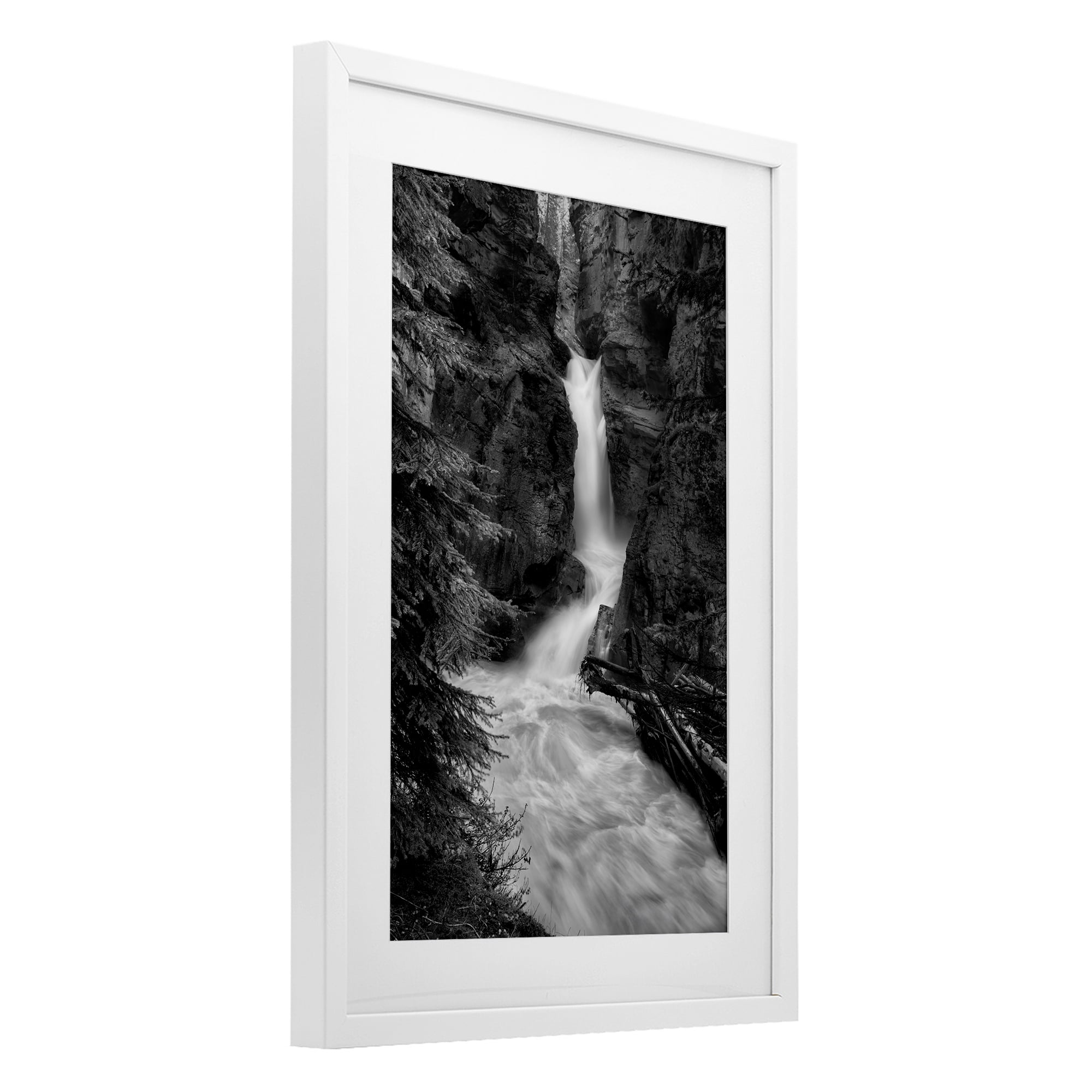 Stupell Industries Banff National Park Waterfall White Framed Print Under Glass, design by Jon Evan