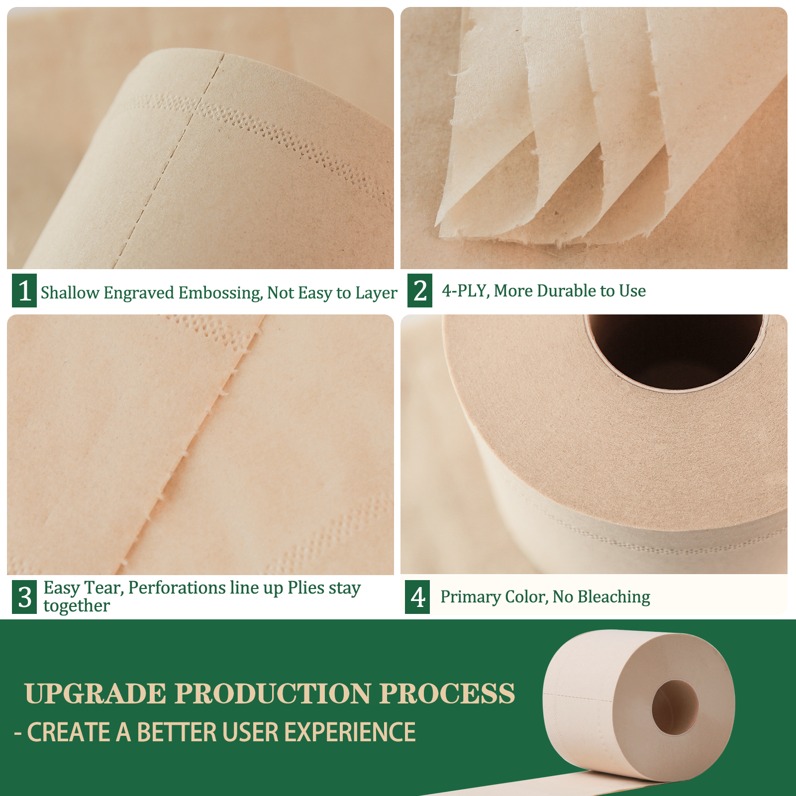 QingYa Bamboo 4-Ply Toilet Paper, Unbleached, 18 Mega Rolls photo 3