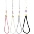 thumbnail image 1 of Cordón de teléfono móvil de 4 piezas Cordón de teléfono móvil de muñeca Cordón de teléfono móvil de moda para llavero de monedero de cámara (negro, blanco, rosa, morado), 1 of 5