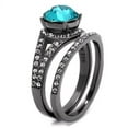 thumbnail image 4 of IP Light Black (IP Gun) Stainless Steel Ring with Top Grade Crystal in Blue Zircon for Women Blue Zircon Stone Color Style TK2744 Size 5, 4 of 5