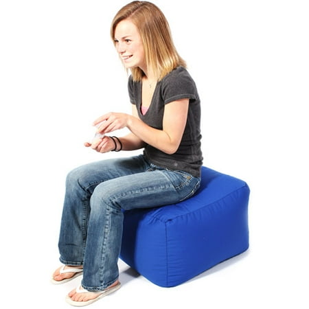 Twill Club Ottoman, Blue