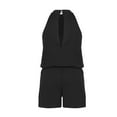 thumbnail image 5 of Edvintorg Jumpsuit Women Summer Hanging Neck Open Shoulder Open Back Button Jumpsuits Casual Shorts Loungewear, 5 of 6