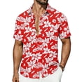 thumbnail image 2 of Ceisia Men's Tropical Floral Print Short Sleeve Button Down Hawaiian Shirt for Beach Vacation Red L Gifts, 2 of 9
