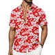 thumbnail image 2 of Ceisia Men's Tropical Floral Print Short Sleeve Button Down Hawaiian Shirt for Beach Vacation Red L Gifts, 2 of 9