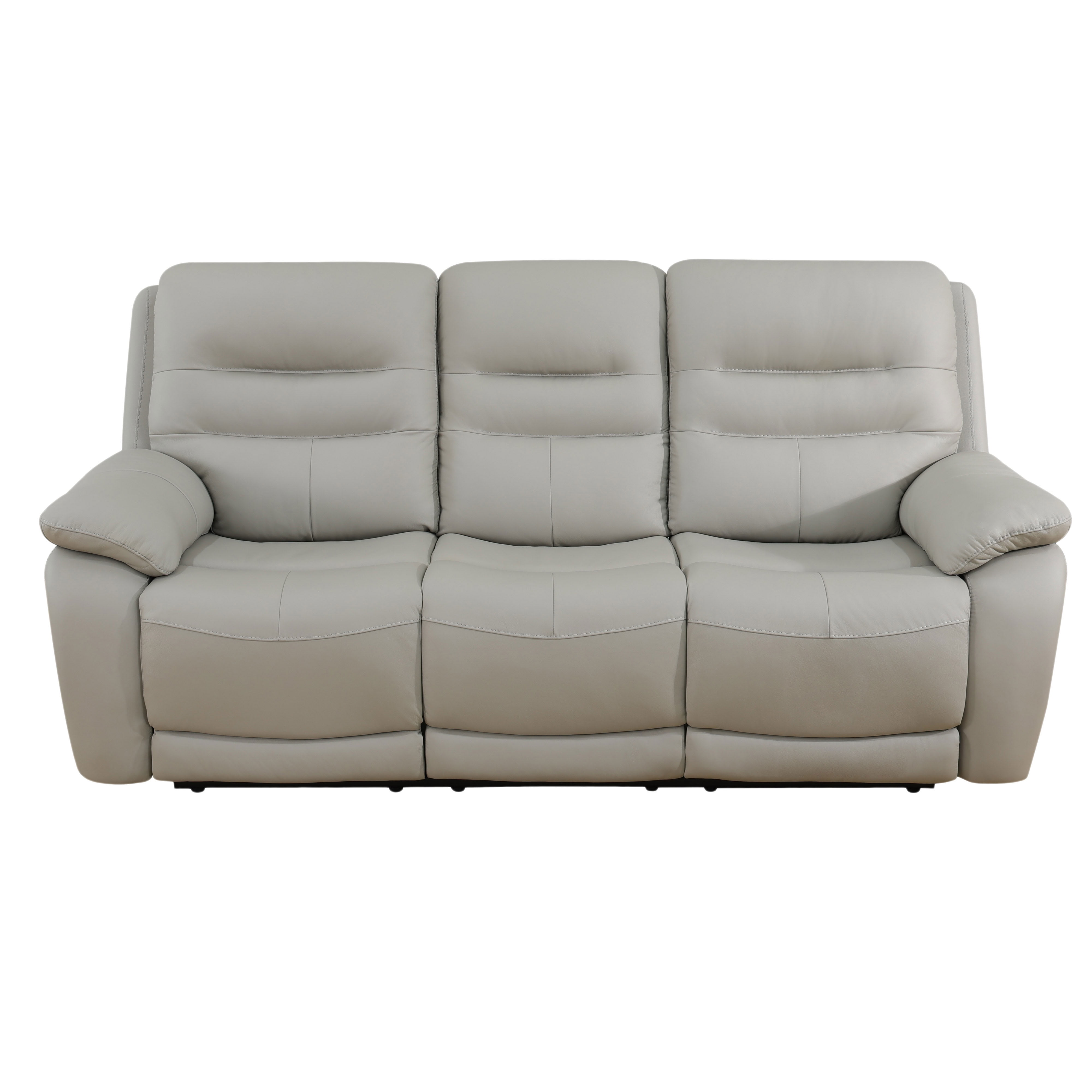 MAYEERTY 3-Seater Recliner Sofa, Genuine Leather with USB Charging for Living Rooms