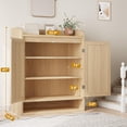 thumbnail image 4 of Rattan Shoe Cabinet with 4 Tier Storage Shelves, Modern Wooden Boho with Double Doors, Tall Shoe Organizer Cabinet for Entryway, Hallway, Natural Oak, 4 of 9