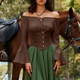 thumbnail image 4 of BLVB Womens Renaissance Blouse off Shoulder Tops Long Bell Sleeve Peplum Shirts Dressy Tops, 4 of 7