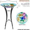 thumbnail image 3 of 18" Glass Birdbath with Butterfly and Flowers Painted Finish, 3 of 10