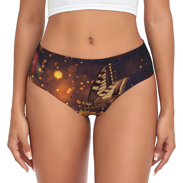 Balery Butterfly Sitting on a Flower Ropa Interior de Algodón para Mujer con Dibujo – Braguitas Cómodas y Elásticas, Estilo Clásico-3X-Large