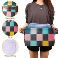 thumbnail image 3 of Yayeee 2 Pack Canvas Storage Basket with Handles for Shelves Fabric Bins Closet Organizer, Pink Checkered Pattern, 3 of 8