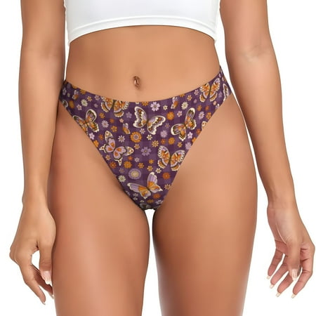 Thongs for Women - Buffalo Plaid Butterflys No Show Seamless Womens Thongs Underwear  Soft Stretch G String Thongs for Women Cuteness Ladies Thong Bikini Panties Briefs